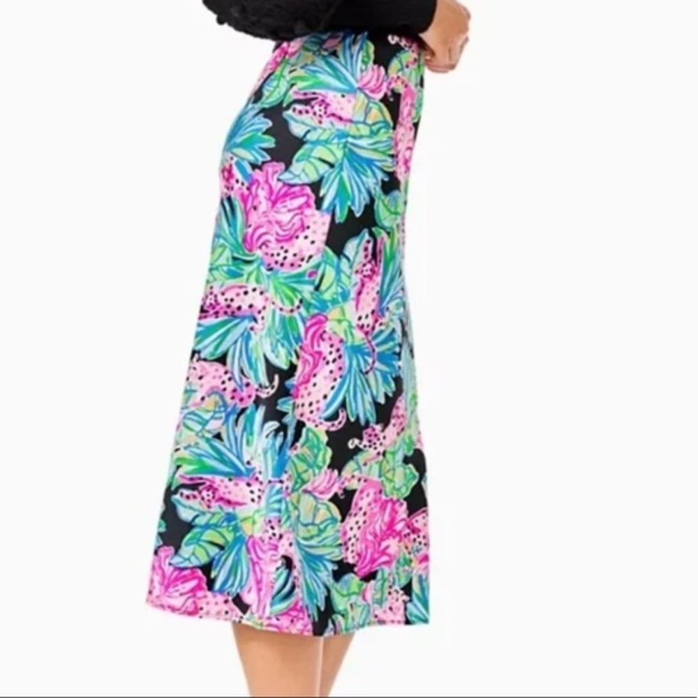 NWT Lilly Pulitzer Cory Skirt in Onyx Jaguar Jungle Print Size 0